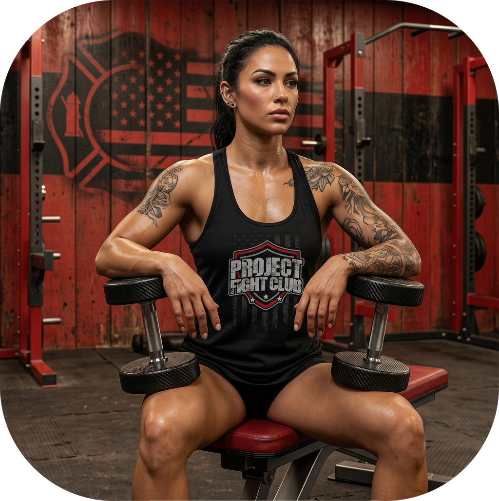 BLACK RACERBACK TANK 2 - HONOR FIREFIGHTERS & EMTs