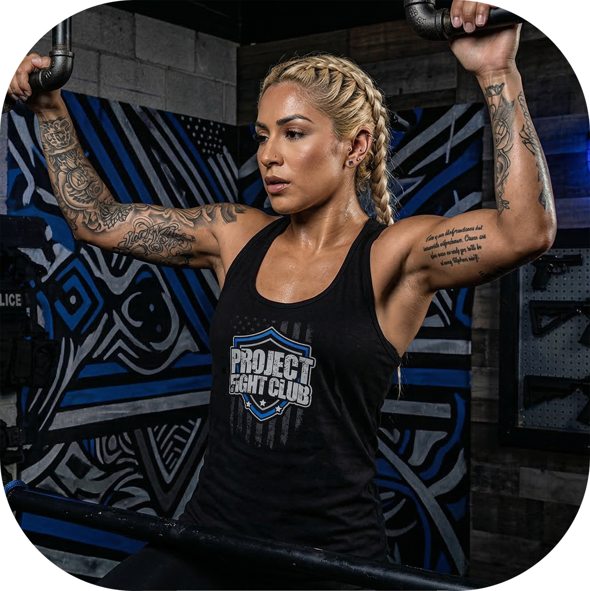 WOMENS BLACK RACERBACK TANK #2 - SUPPORT POLICE