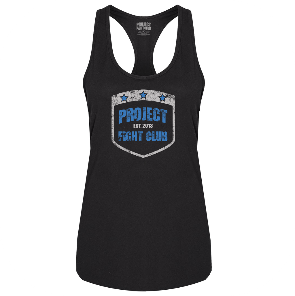 WOMENS BLACK RACERBACK TANK #3 - SUPPORT POLICE