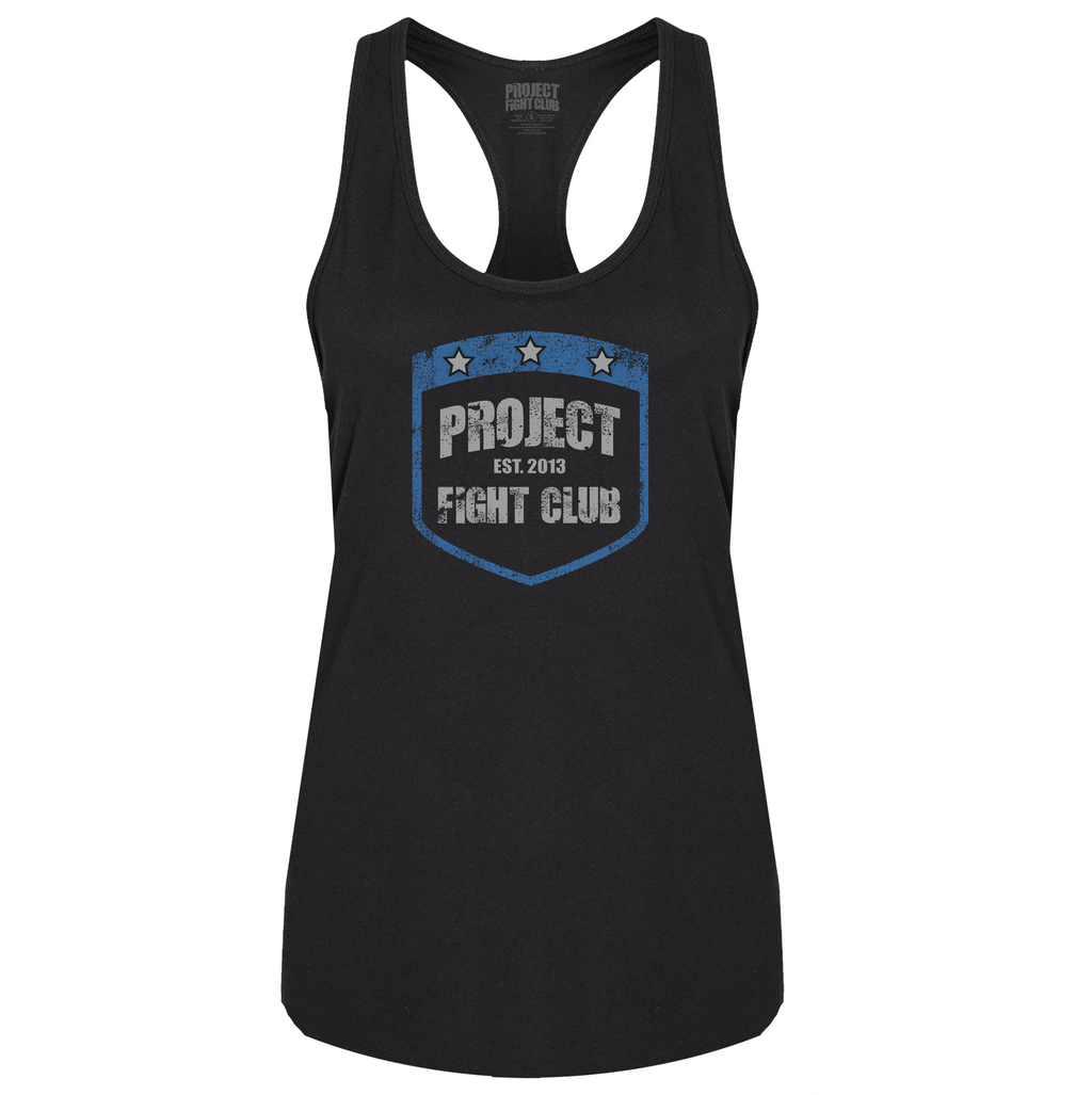 WOMENS BLACK RACERBACK TANK #4 - SUPPORT POLICE