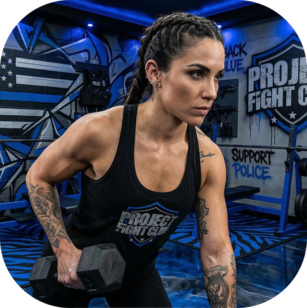 WOMENS BLACK RACERBACK TANK - SUPPORT POLICE