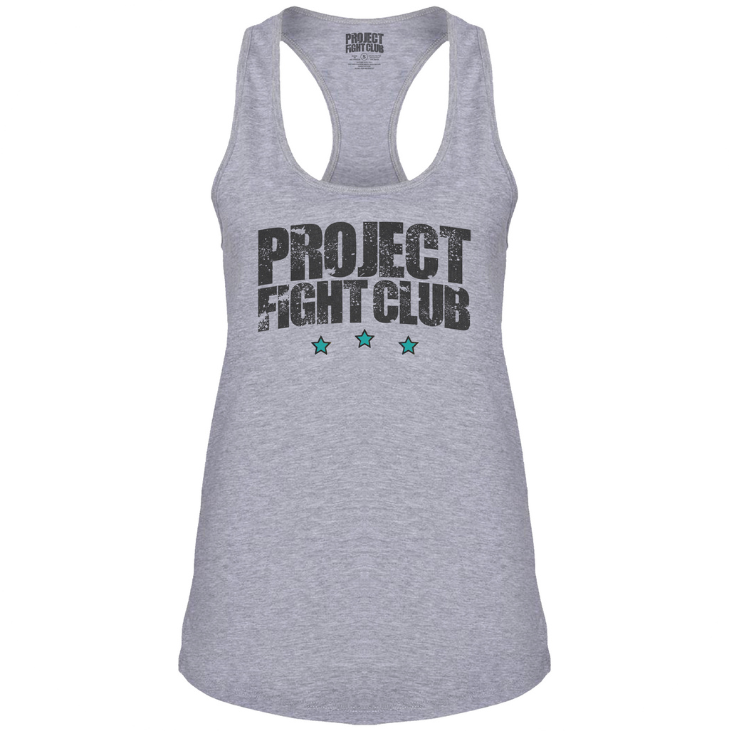 WOMENS GREY RACERBACK TANK - FIGHT ADDICTION