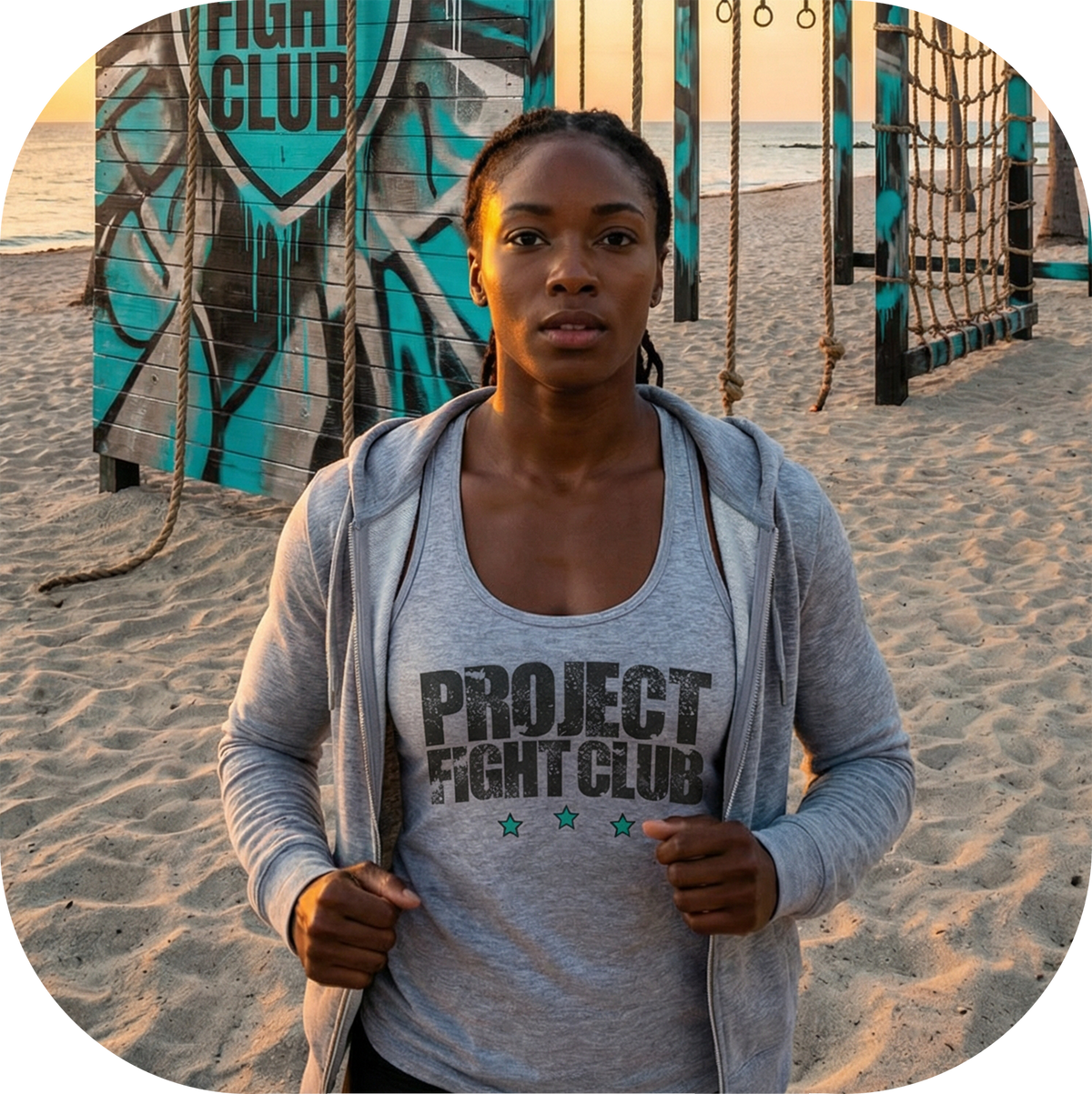 WOMENS GREY RACERBACK TANK - FIGHT ADDICTION