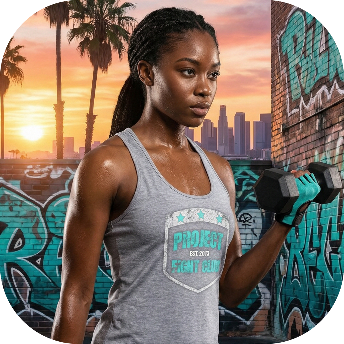 WOMENS GREY RACERBACK TANK #2 - FIGHT ADDICTION