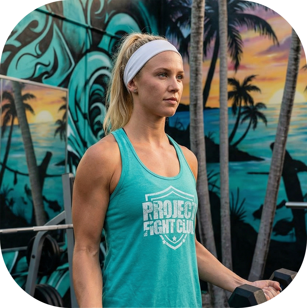 WOMENS TEAL RACERBACK TANK - FIGHT ADDICTION