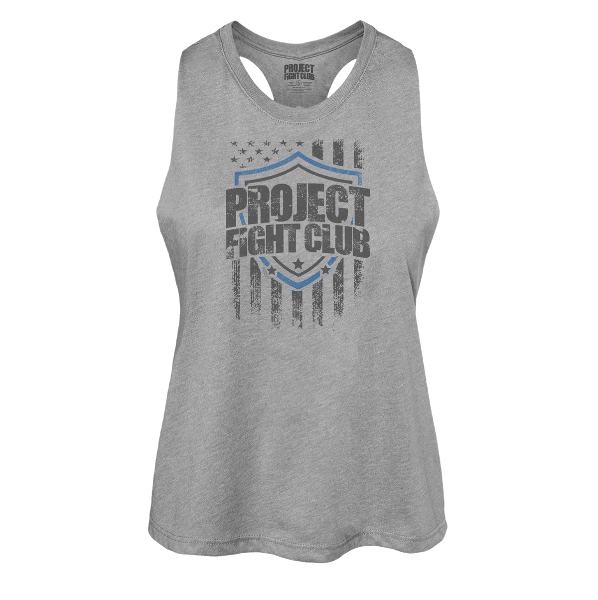 WOMENS GREY RACERBACK CROPPED TANK - SUPPORT POLICE
