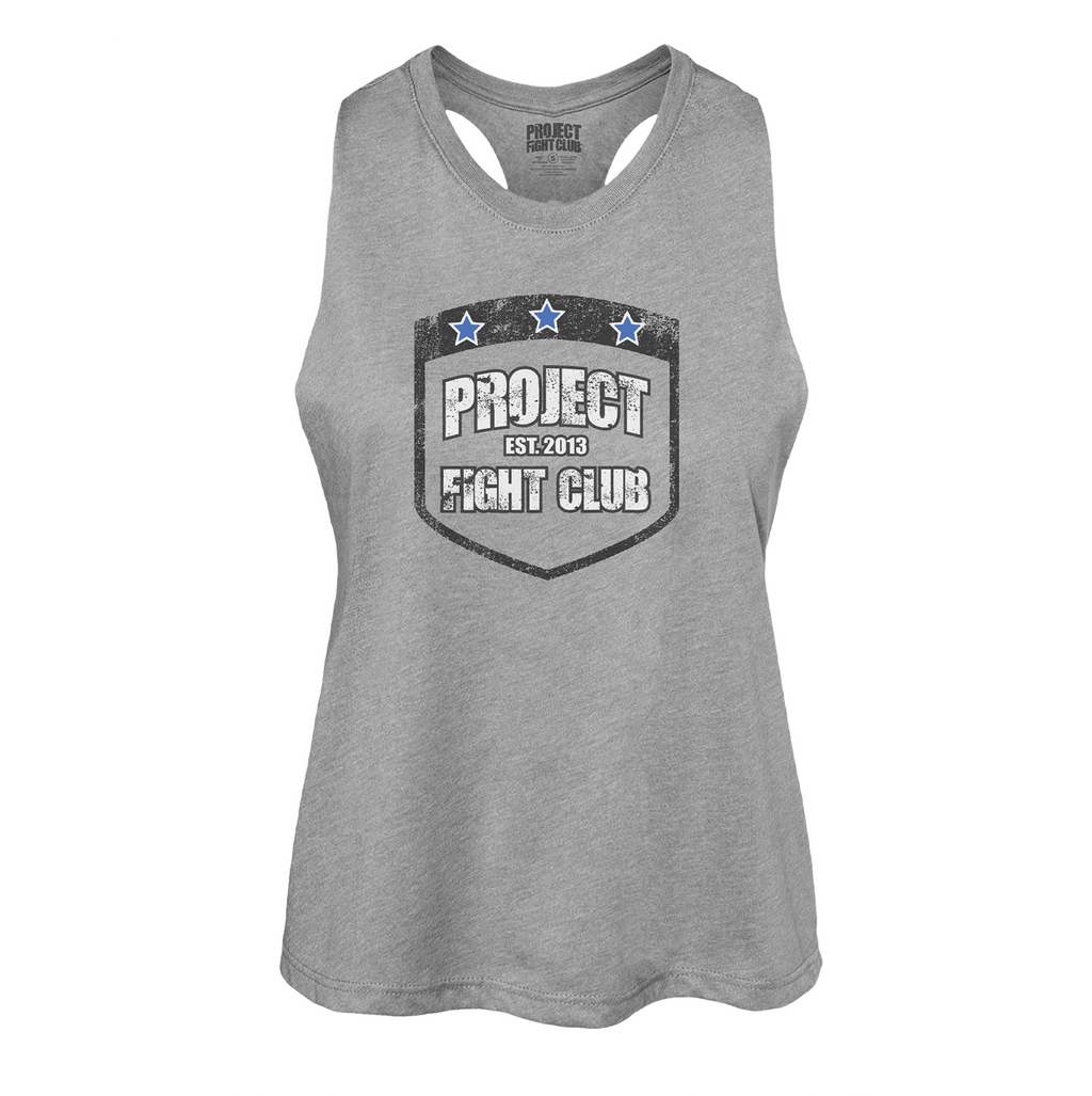 WOMENS GREY RACERBACK CROPPED TANK #2 - SUPPORT POLICE