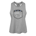 WOMENS GREY RACERBACK CROPPED TANK #2 - SUPPORT POLICE