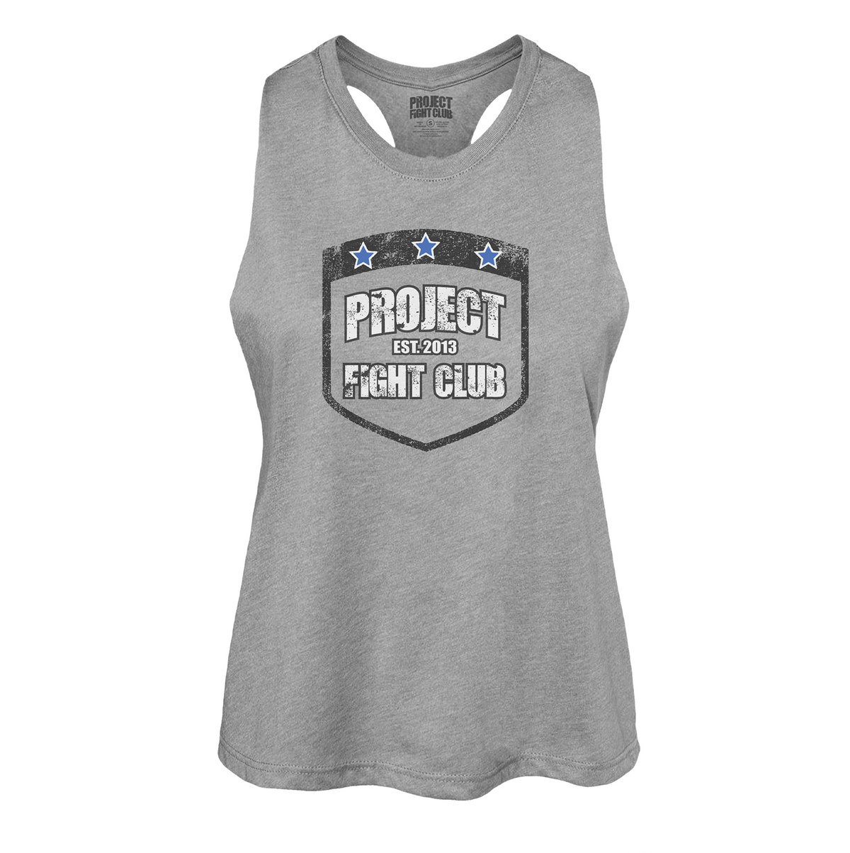 WOMENS GREY RACERBACK CROPPED TANK #2 - SUPPORT POLICE