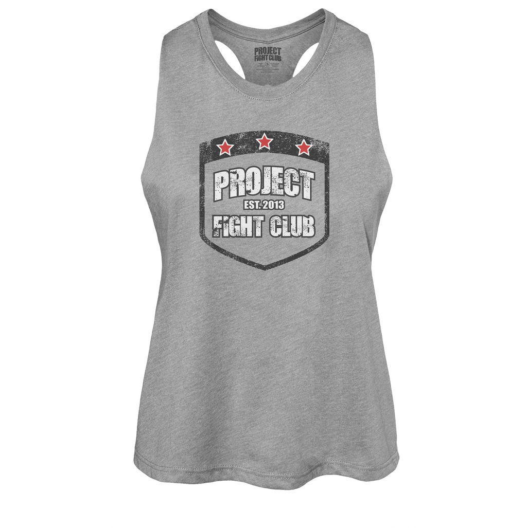 DEEP HEATHER CROPPED RACERBACK TANK 2 - HONOR FIREFIGHTERS & EMTs