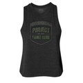 WOMENS BLACK RACERBACK CROP TANK 2 - HONOR SOLDIERS & VETERANS