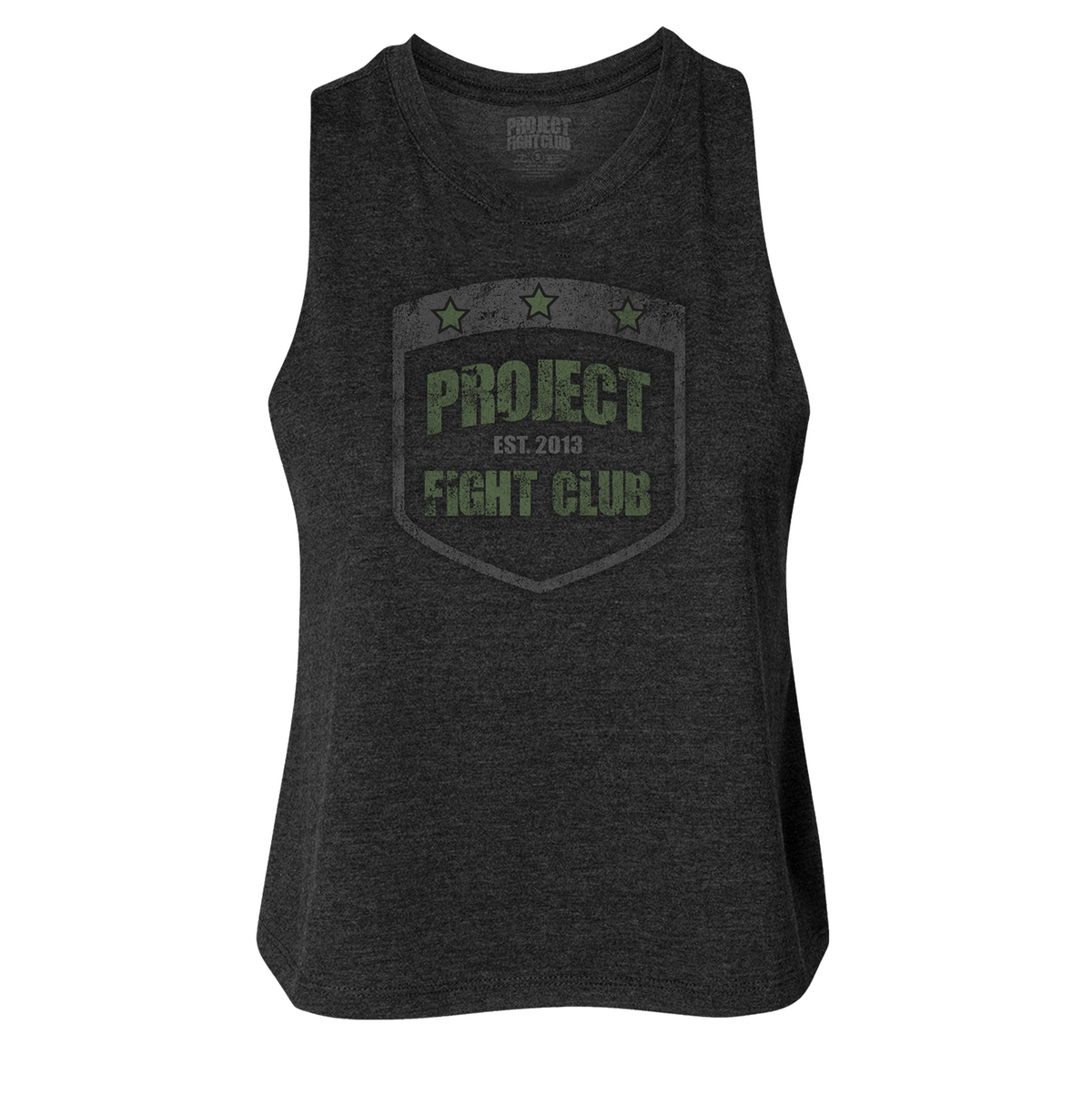 WOMENS BLACK RACERBACK CROP TANK 2 - HONOR SOLDIERS & VETERANS