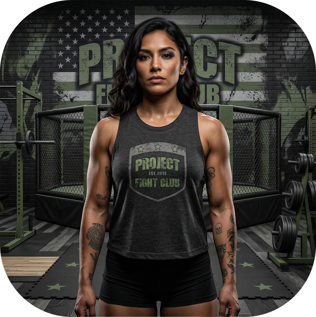 WOMENS BLACK RACERBACK CROP TANK 2 - HONOR SOLDIERS & VETERANS