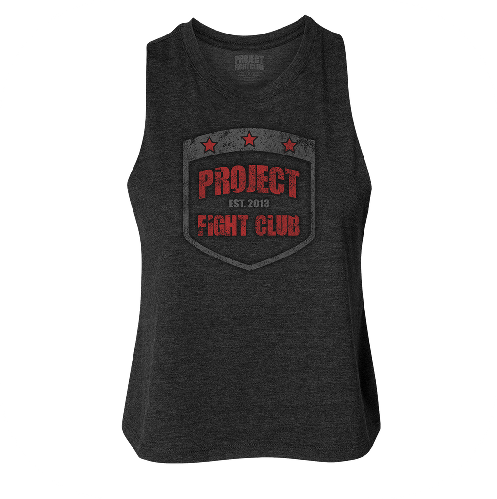 BLACK CROPPED RACERBACK TANK #2 - HONOR FIREFIGHTERS & EMTs