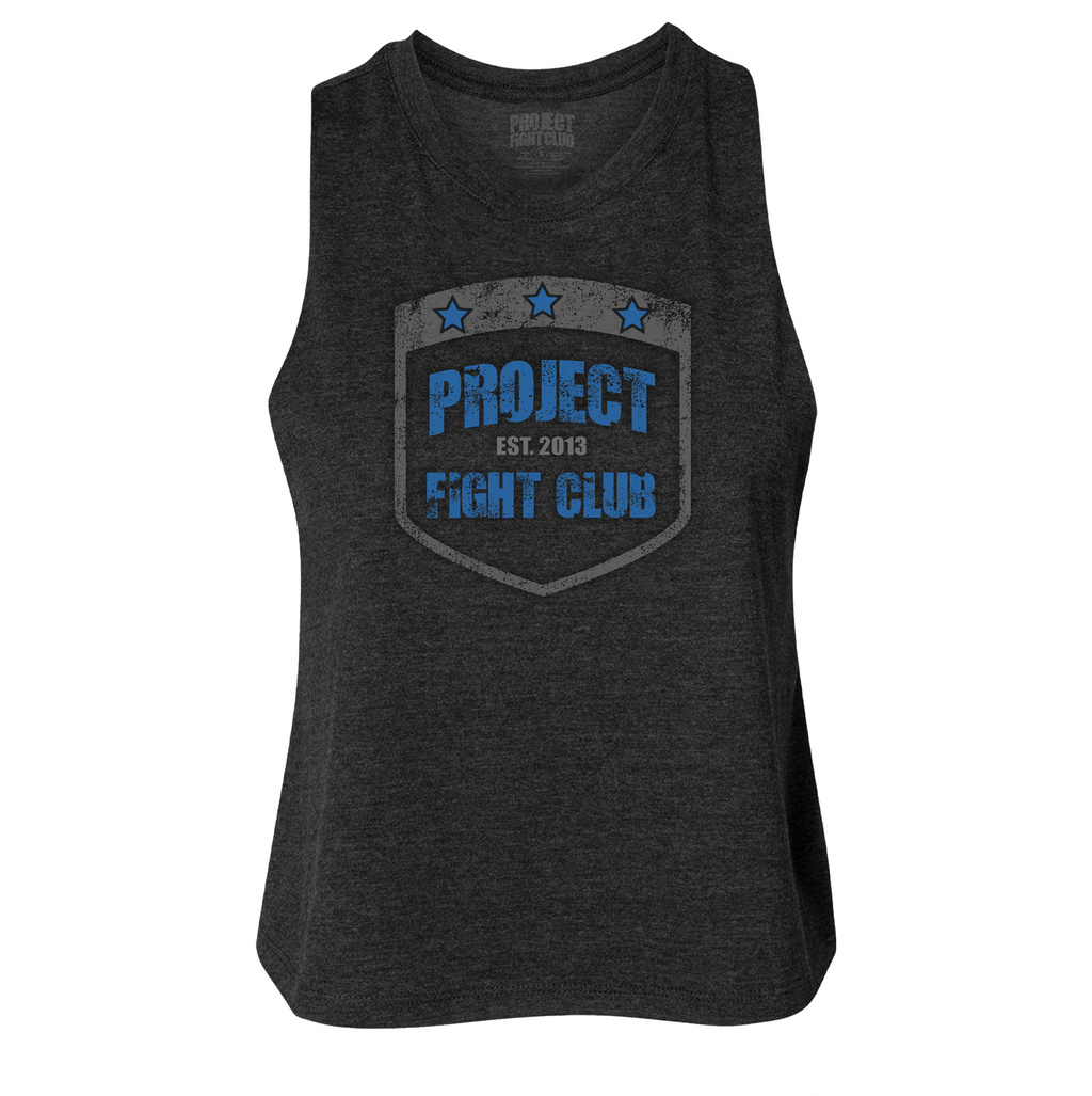 SOLID BLACK RACERBACK CROPPED TANK 2 - SUPPORT POLICE