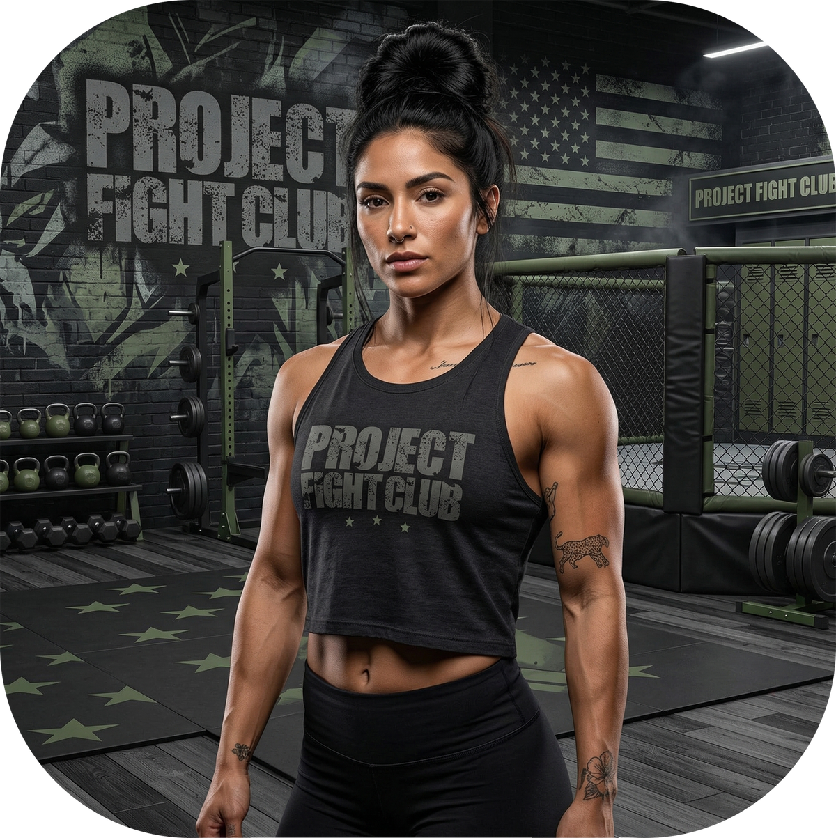 WOMENS BLACK RACERBACK CROP TANK - HONOR SOLDIERS & VETERANS