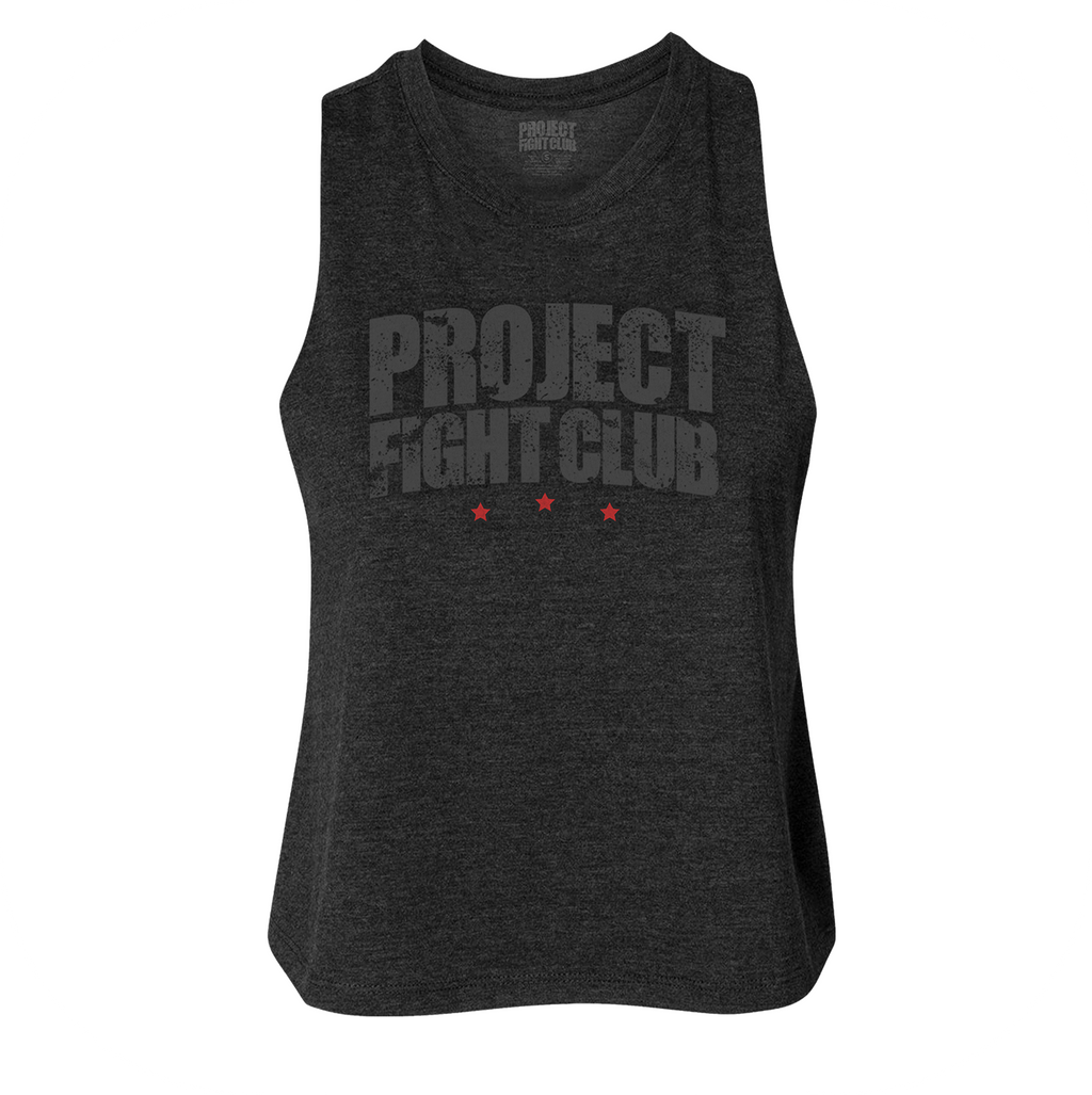 BLACK CROPPED RACERBACK TANK - HONOR FIREFIGHTERS & EMTs