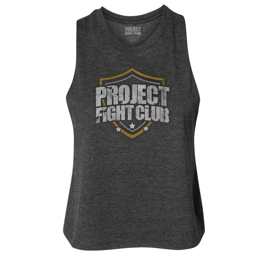 DARK GREY CROPPED RACERBACK TANK - PROTECT ANIMALS & WILDLIFE