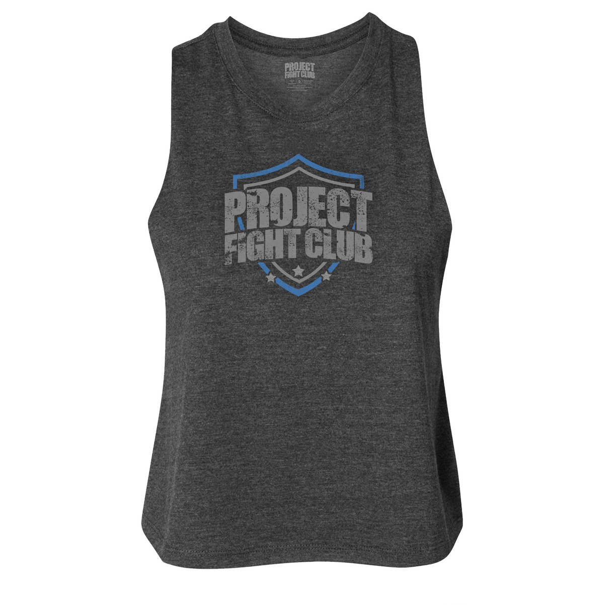 WOMENS DARK GREY RACERBACK CROPPED TANK - SUPPORT POLICE
