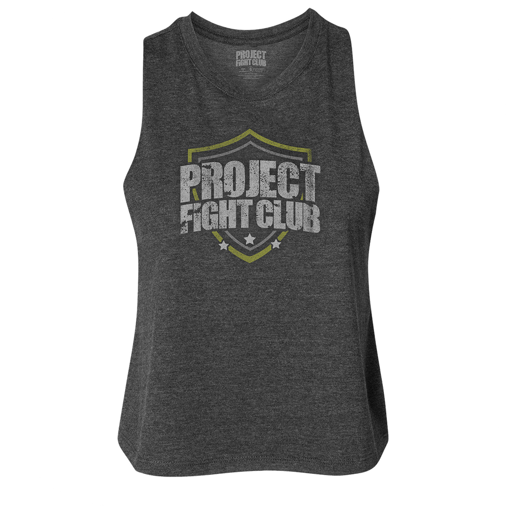 DARK GREY CROPPED RACERBACK TANK - SPREAD CHRISTIANITY