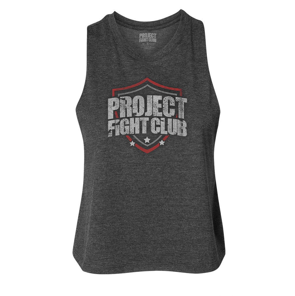 DARK GREY CROPPED RACERBACK TANK - HONOR FIREFIGHTERS & EMTs