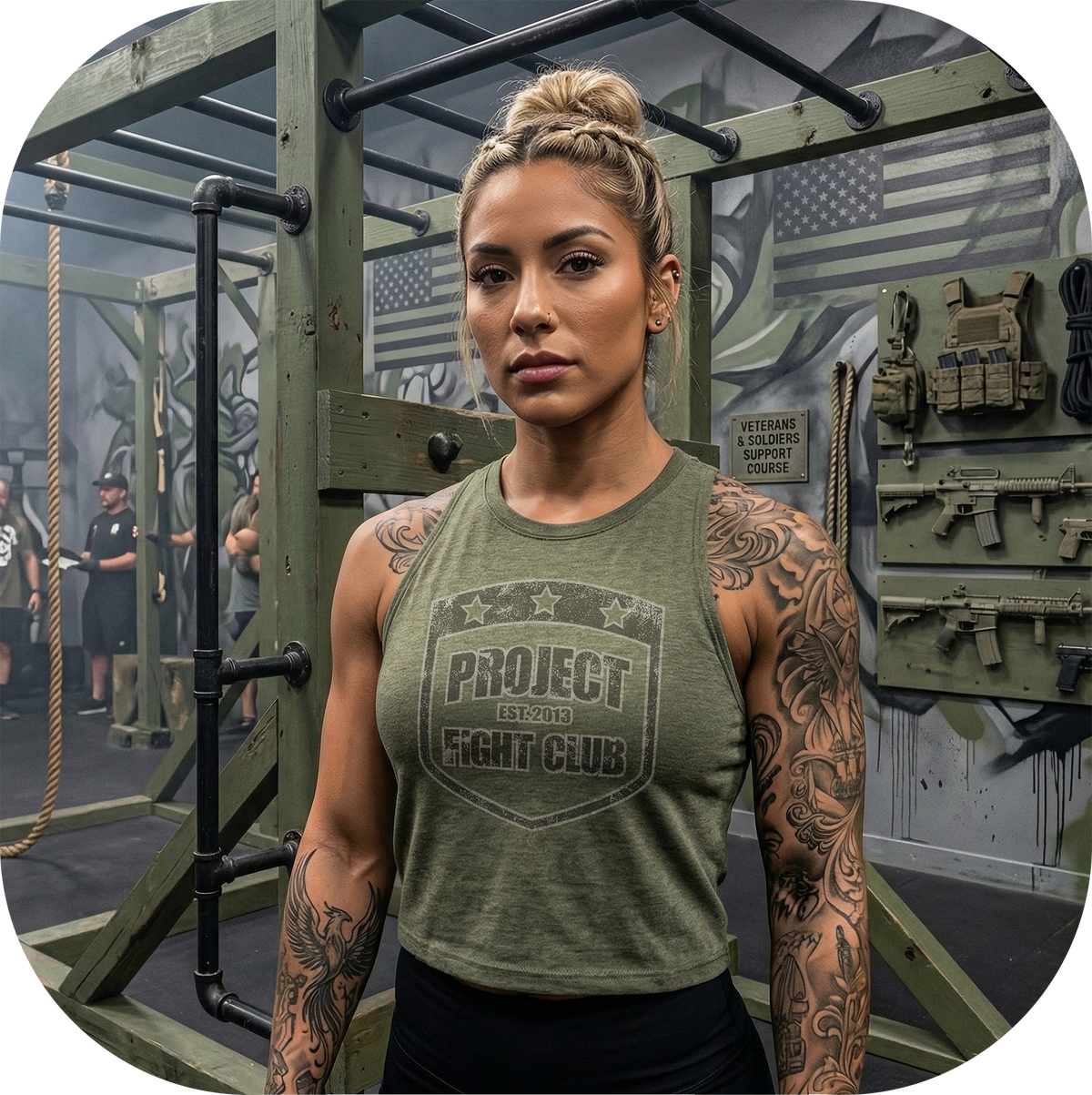 WOMENS ARMY RACERBACK CROP TANK - HONOR SOLDIERS & VETERANS