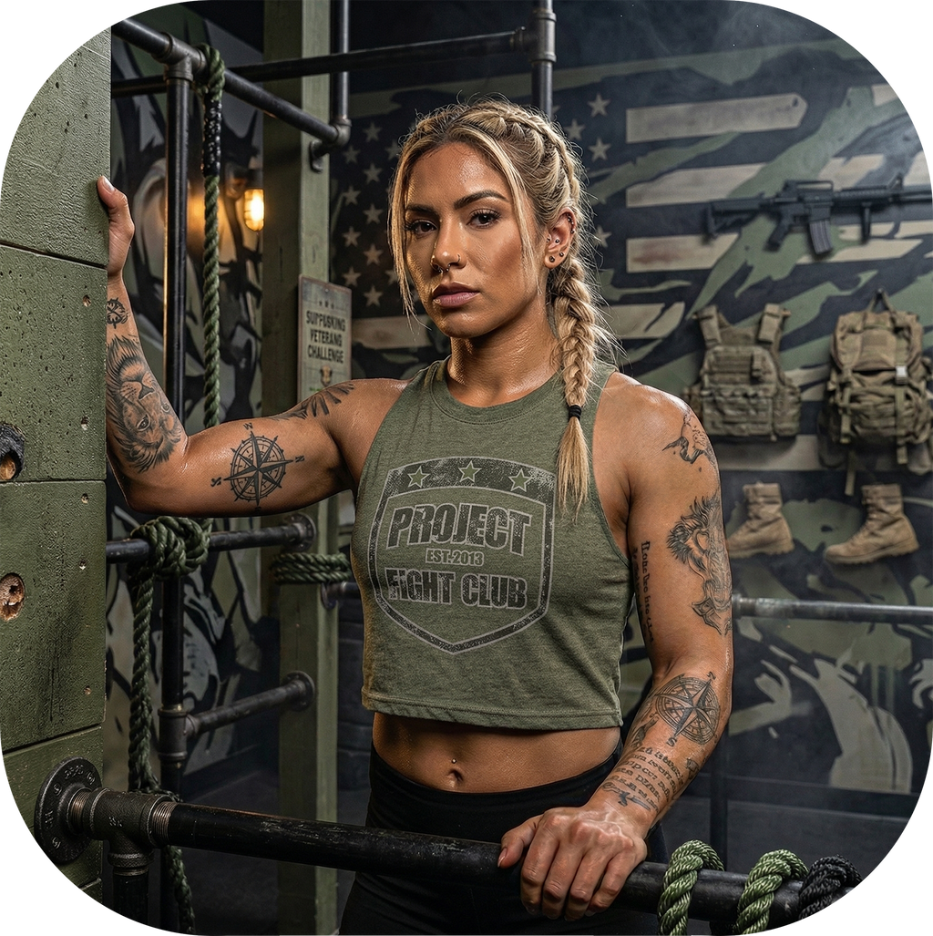 WOMENS ARMY RACERBACK CROP TANK - HONOR SOLDIERS & VETERANS