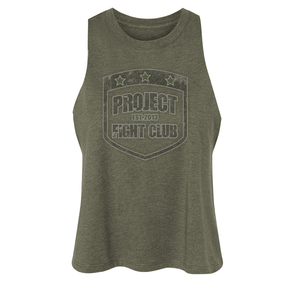 WOMENS ARMY RACERBACK CROP TANK - HONOR SOLDIERS & VETERANS