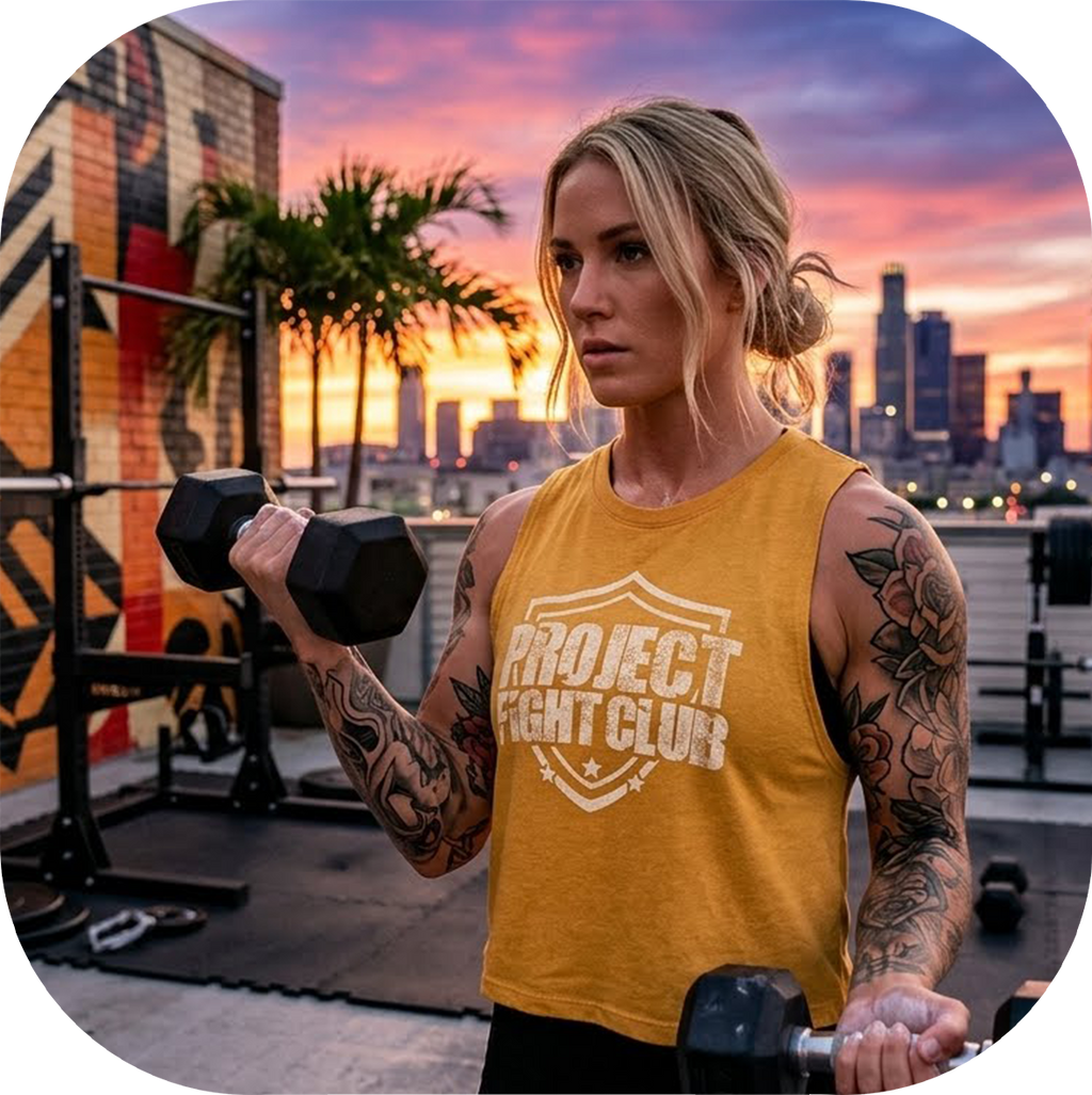 GOLD CROPPED RACERBACK TANK - PROTECT ANIMALS & WILDLIFE