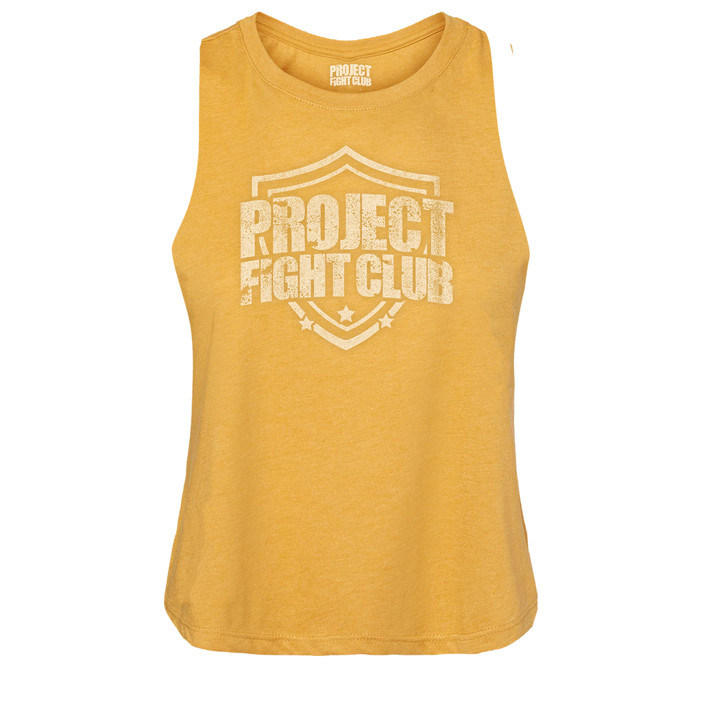 GOLD CROPPED RACERBACK TANK - PROTECT ANIMALS & WILDLIFE