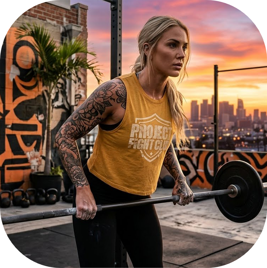 GOLD CROPPED RACERBACK TANK - PROTECT ANIMALS & WILDLIFE