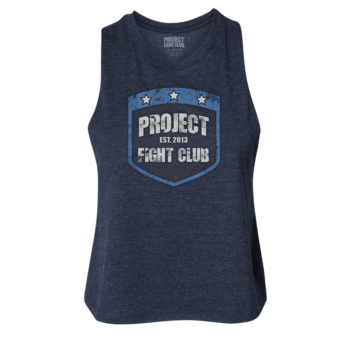 WOMENS NAVY RACERBACK CROPPED TANK #3 - SUPPORT POLICE