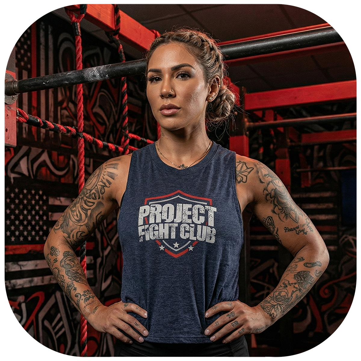 NAVY CROPPED RACERBACK TANK - HONOR FIREFIGHTERS & EMTs