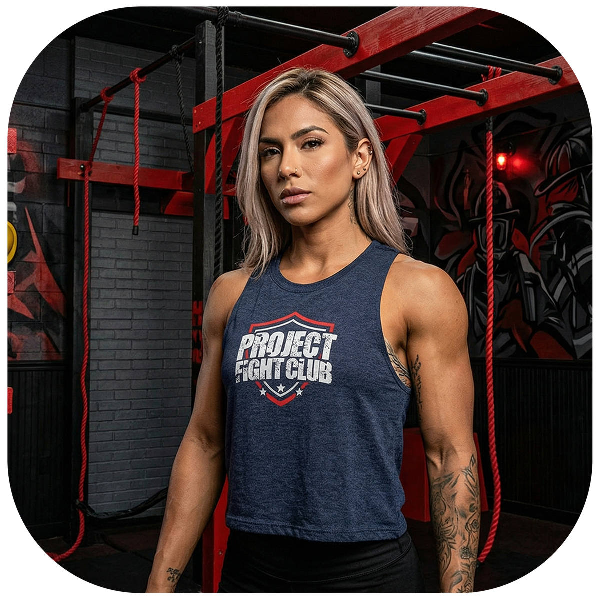 NAVY CROPPED RACERBACK TANK - HONOR FIREFIGHTERS & EMTs