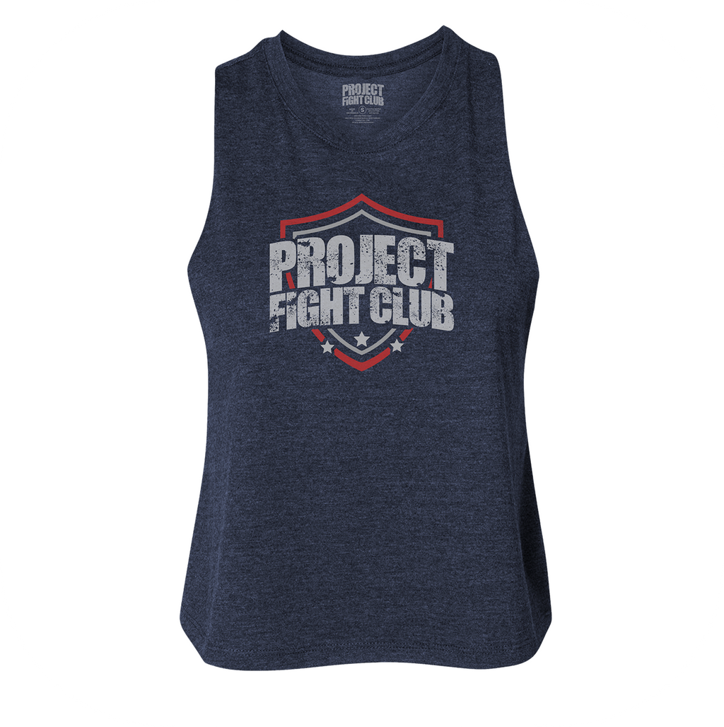 NAVY CROPPED RACERBACK TANK - HONOR FIREFIGHTERS & EMTs