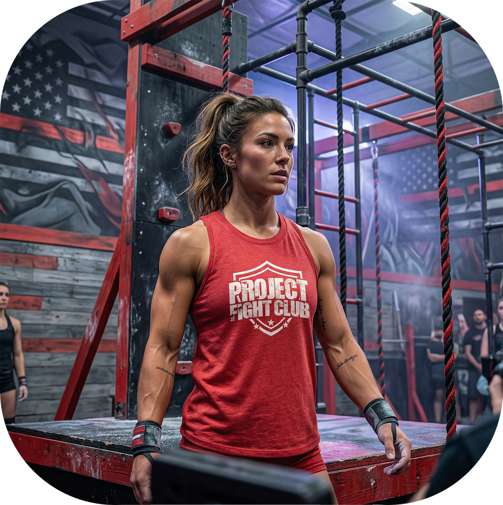 RED CROPPED RACERBACK TANK - HONOR FIREFIGHTERS & EMTs