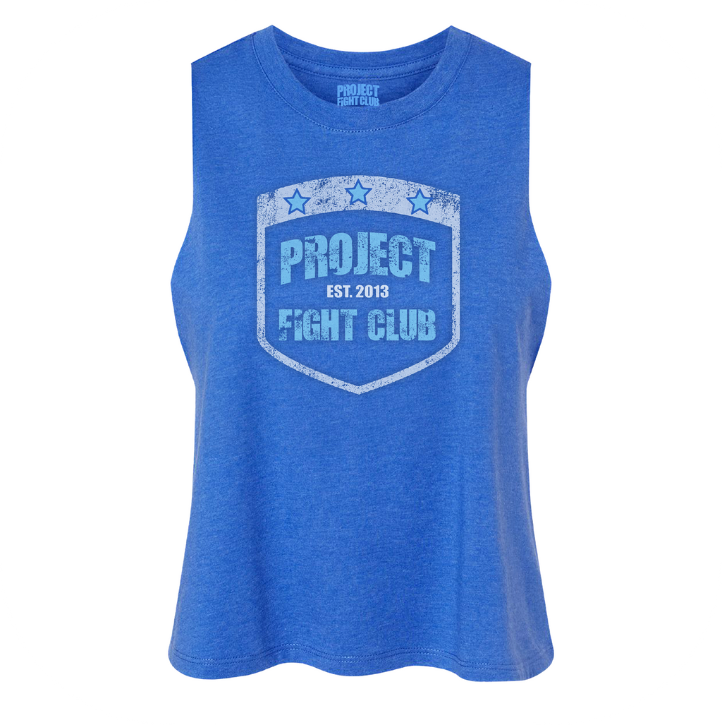 WOMENS BLUE RACERBACK CROPPED TANK #2 - SUPPORT POLICE