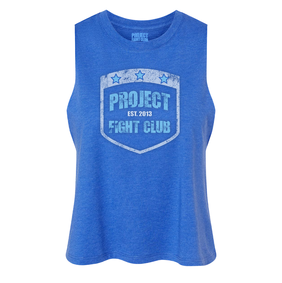 WOMENS BLUE RACERBACK CROPPED TANK #2 - SUPPORT POLICE