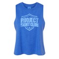 WOMENS BLUE RACERBACK CROPPED TANK - SUPPORT POLICE