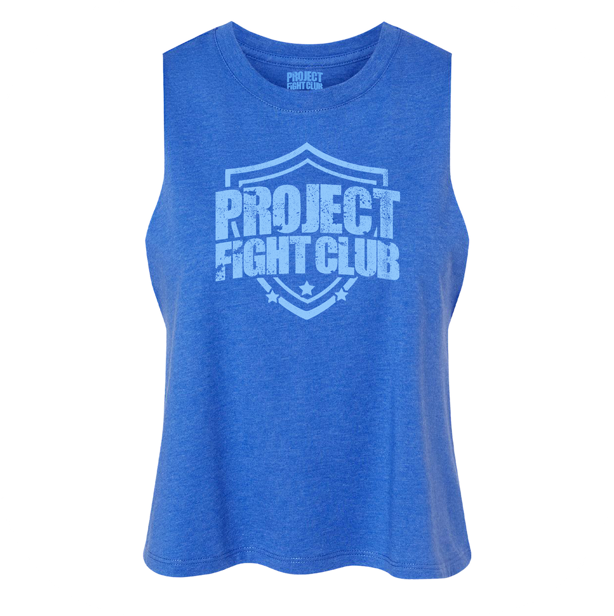 WOMENS BLUE RACERBACK CROPPED TANK - SUPPORT POLICE