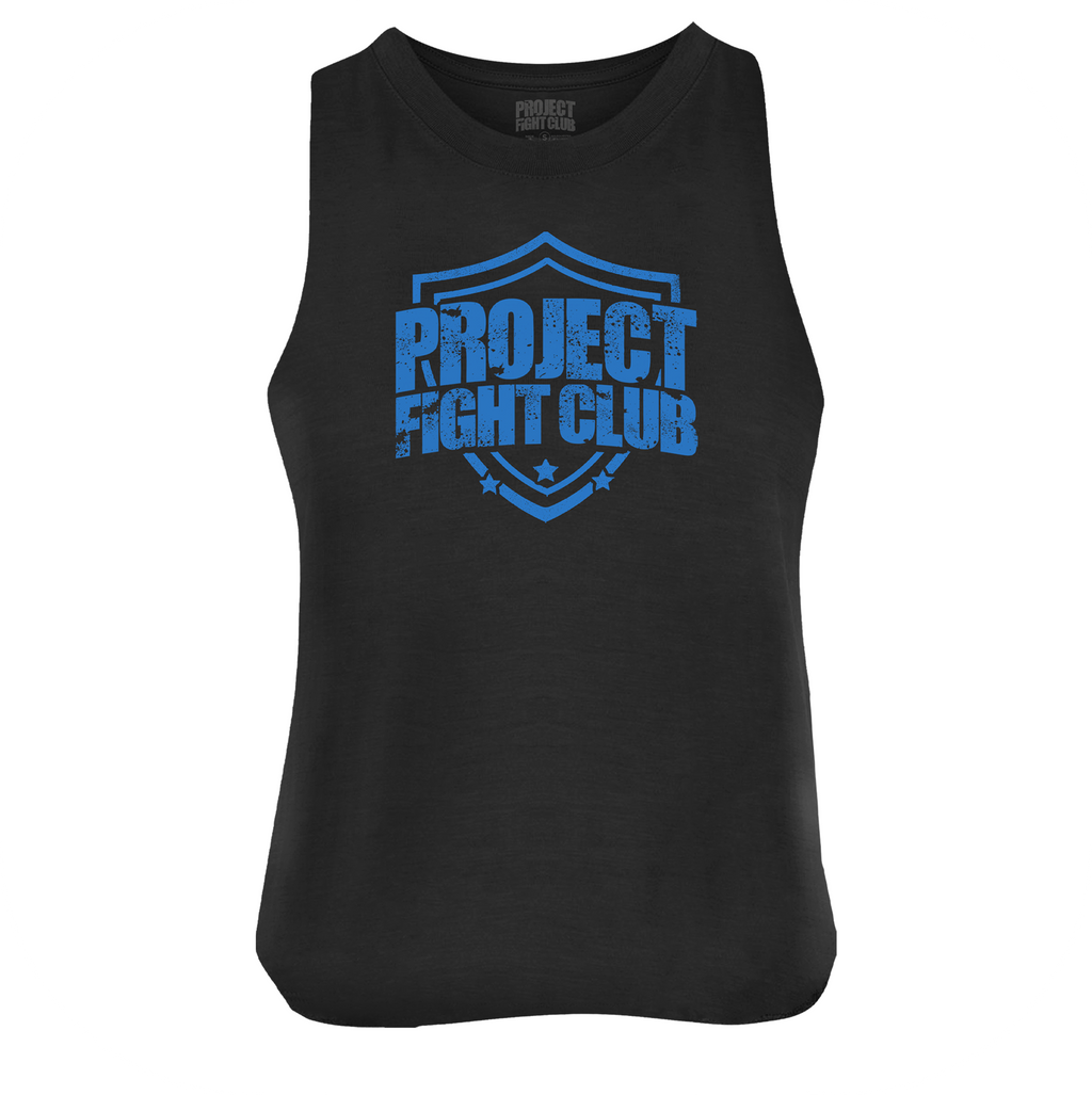 WOMENS BLACK RACERBACK CROPPED TANK #4 - SUPPORT POLICE