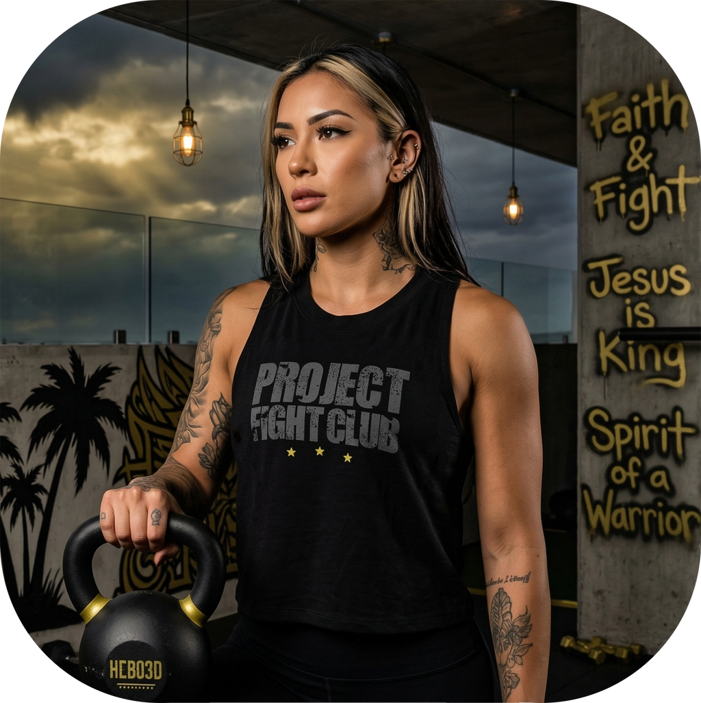 BLACK CROPPED RACERBACK TANK - SPREAD CHRISTIANITY