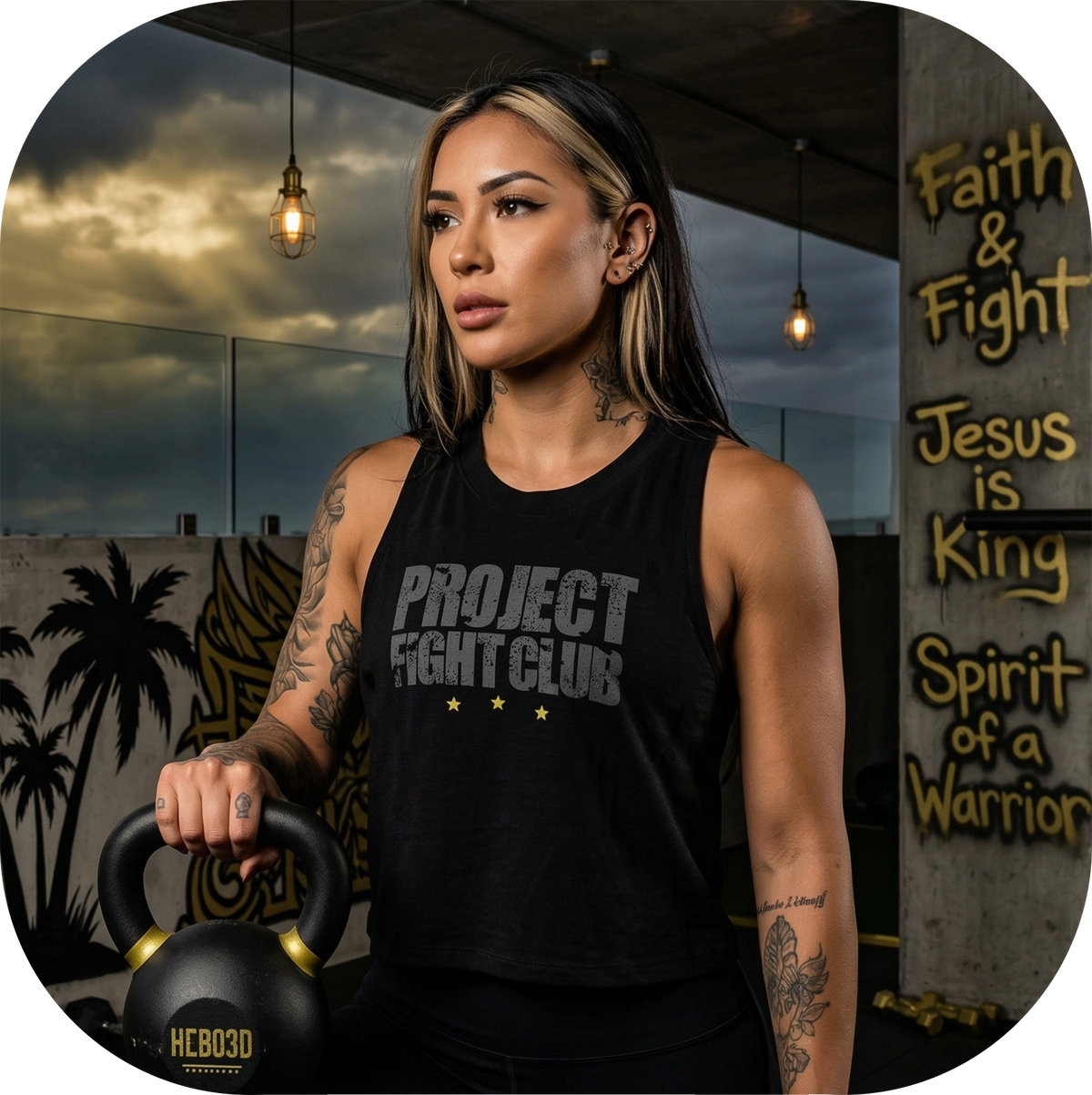 BLACK CROPPED RACERBACK TANK - SPREAD CHRISTIANITY
