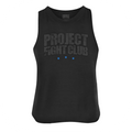 SOLID BLACK RACERBACK CROPPED TANK - SUPPORT POLICE