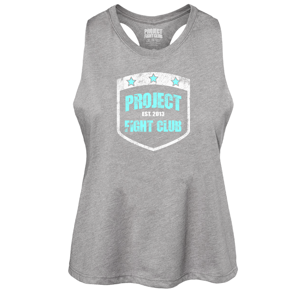 WOMENS GREY CROPPED RACERBACK TANK #2 - FIGHT ADDICTION