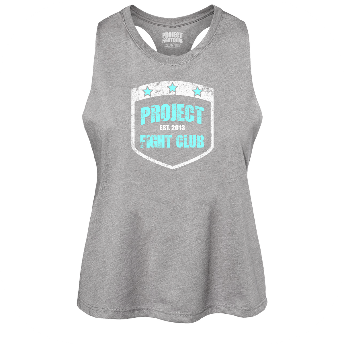 WOMENS GREY CROPPED RACERBACK TANK #2 - FIGHT ADDICTION