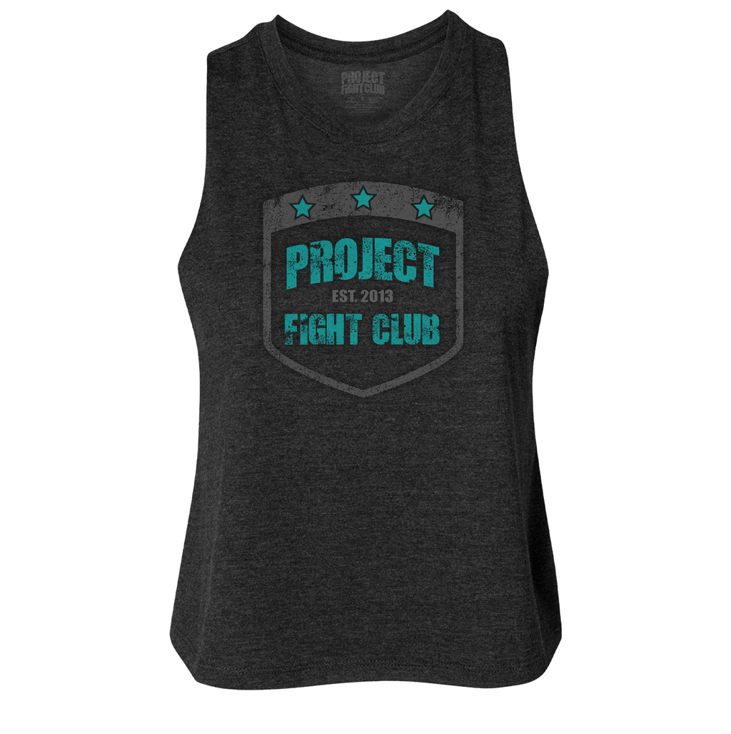 WOMENS BLACK CROPPED RACERBACK TANK #3 - FIGHT ADDICTION