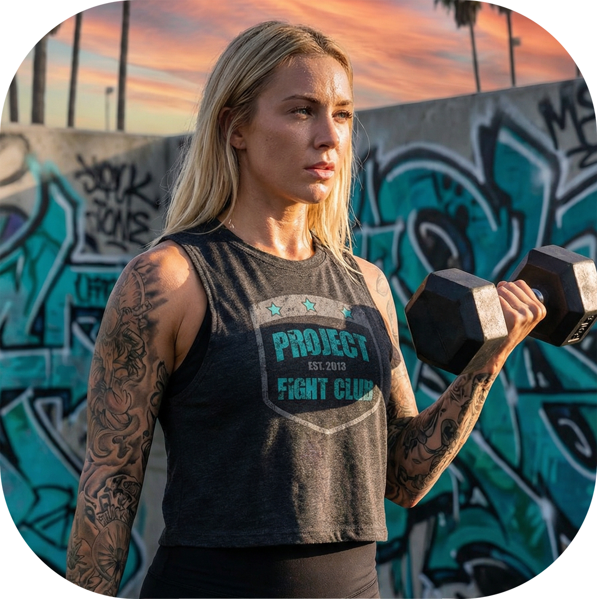 WOMENS BLACK CROPPED RACERBACK TANK #3 - FIGHT ADDICTION