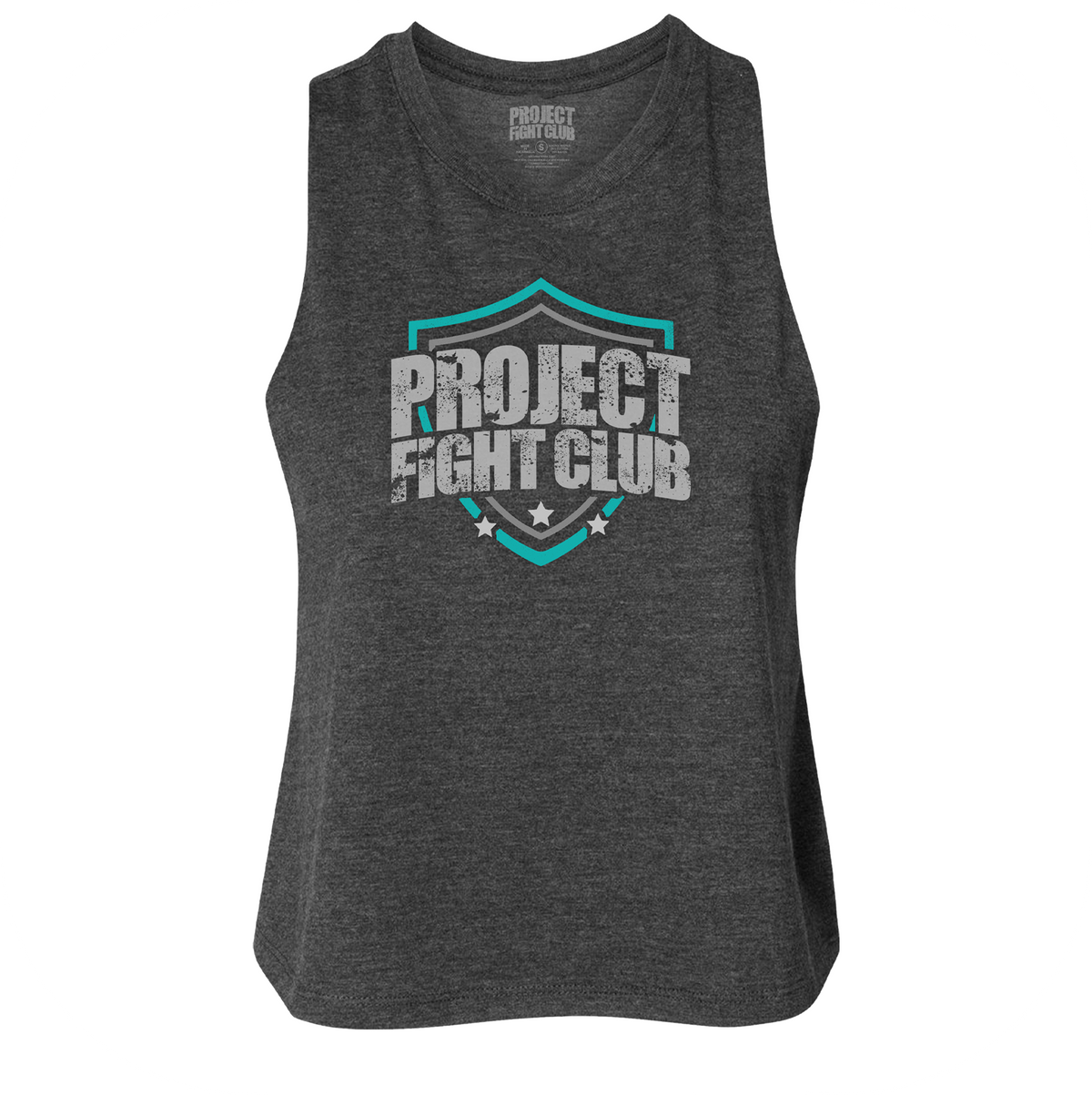 WOMENS DARK GREY CROPPED RACERBACK TANK - FIGHT ADDICTION