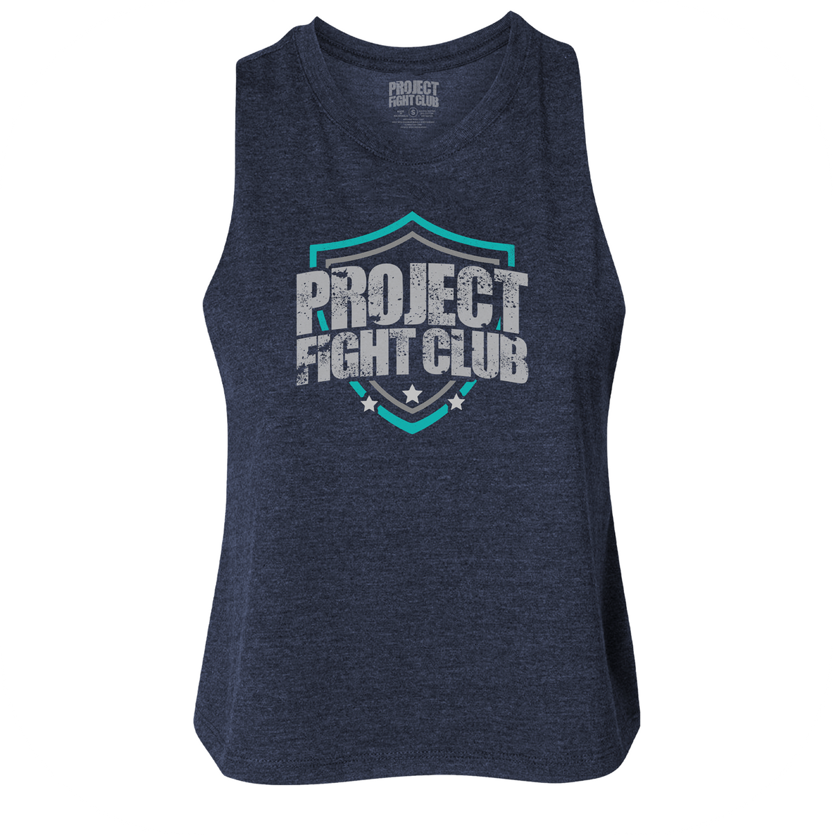 WOMENS NAVY CROPPED RACERBACK TANK - FIGHT ADDICTION